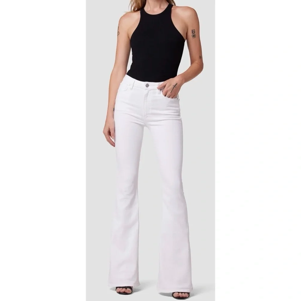 HUDSON Holly High Rise Flare White Denim Jeans *Tall/Long Inseam - Picture 1 of 9